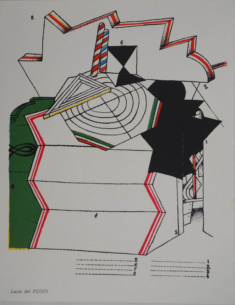 Lucio DEL PEZZO : Décomposition  mathématique, Lithographie originale (vue générale) - Crédit photo : Galerie Art.Paris