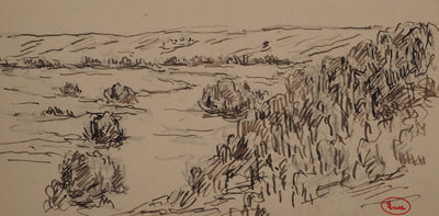 Maximilien LUCE : Champs en friche, Dessin original (photo de détail 3) - Crédit photo : Galerie Art.Paris