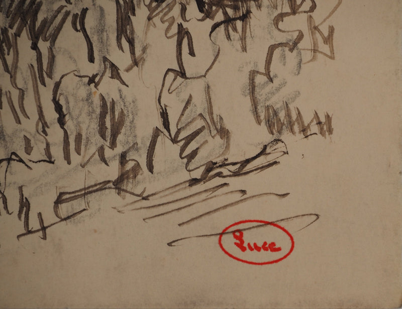 Maximilien LUCE : Champs en friche, Dessin original (photo de détail 2) - Crédit photo : Galerie Art.Paris