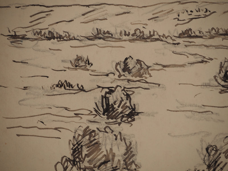 Maximilien LUCE : Champs en friche, Dessin original (photo de détail 5) - Crédit photo : Galerie Art.Paris