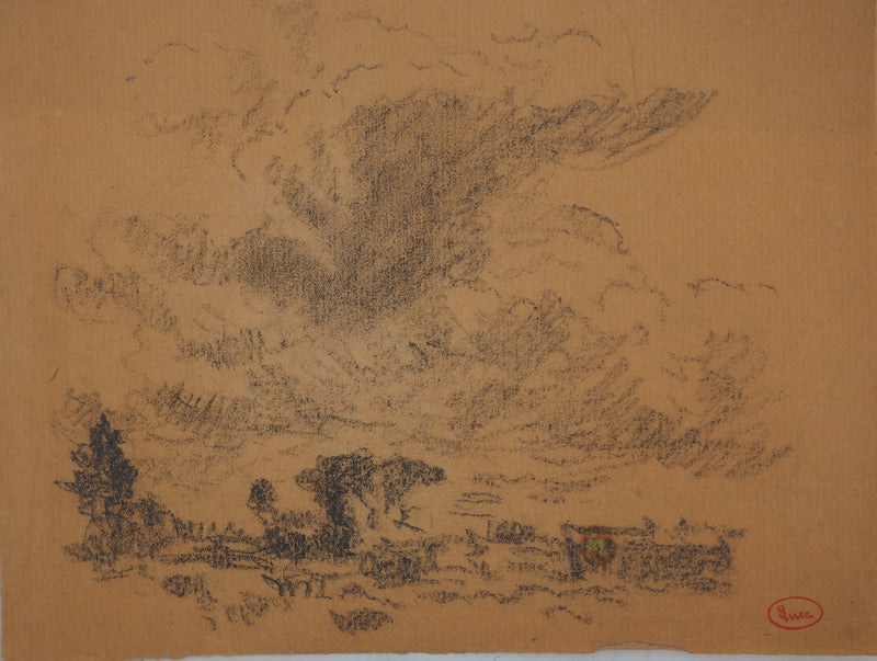 Maximilien LUCE : Paysage orageux, Dessin original (vue générale) - Crédit photo : Galerie Art.Paris
