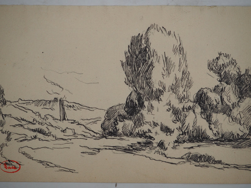 Maximilien LUCE : Le sentier, Dessin original (photo de détail 2) - Crédit photo : Galerie Art.Paris