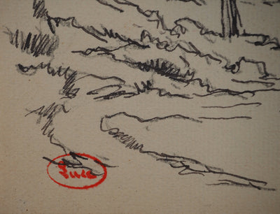 Maximilien LUCE : Le sentier, Dessin original (photo de détail 3) - Crédit photo : Galerie Art.Paris