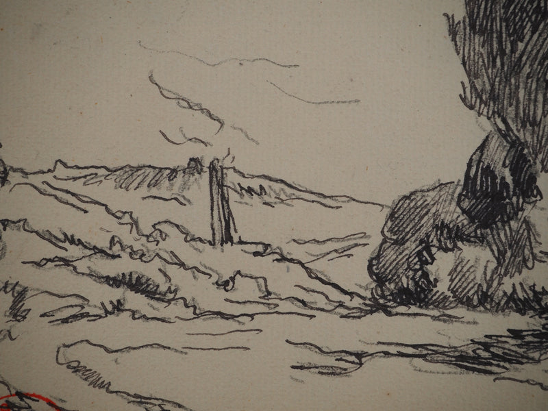 Maximilien LUCE : Le sentier, Dessin original (photo de détail 5) - Crédit photo : Galerie Art.Paris