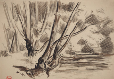 Maximilien LUCE : Bord du lac, Dessin original (photo de détail 4) - Crédit photo : Galerie Art.Paris