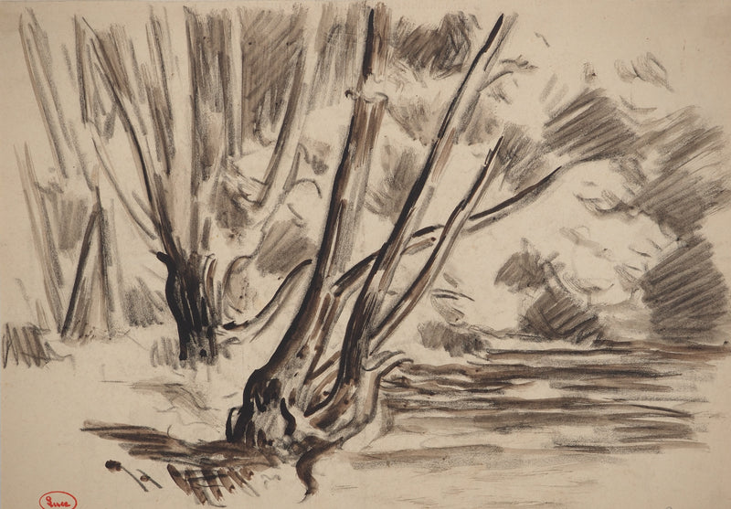 Maximilien LUCE : Bord du lac, Dessin original (photo de détail 4) - Crédit photo : Galerie Art.Paris