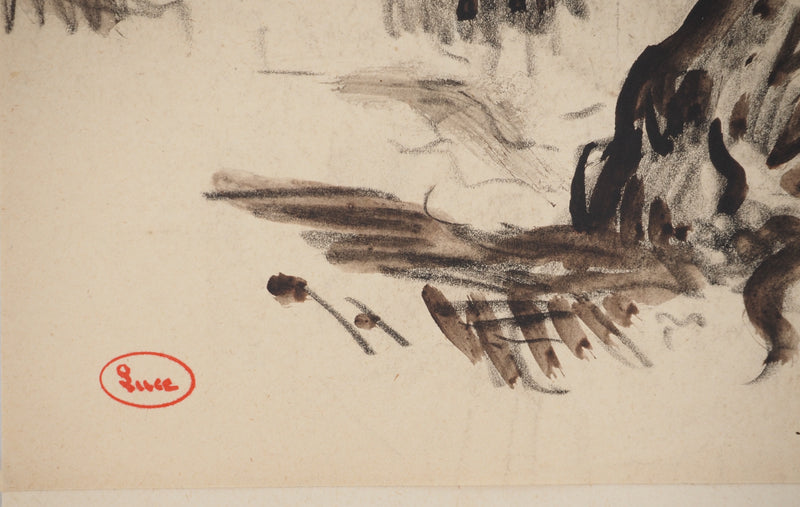 Maximilien LUCE : Bord du lac, Dessin original (photo de détail 2) - Crédit photo : Galerie Art.Paris