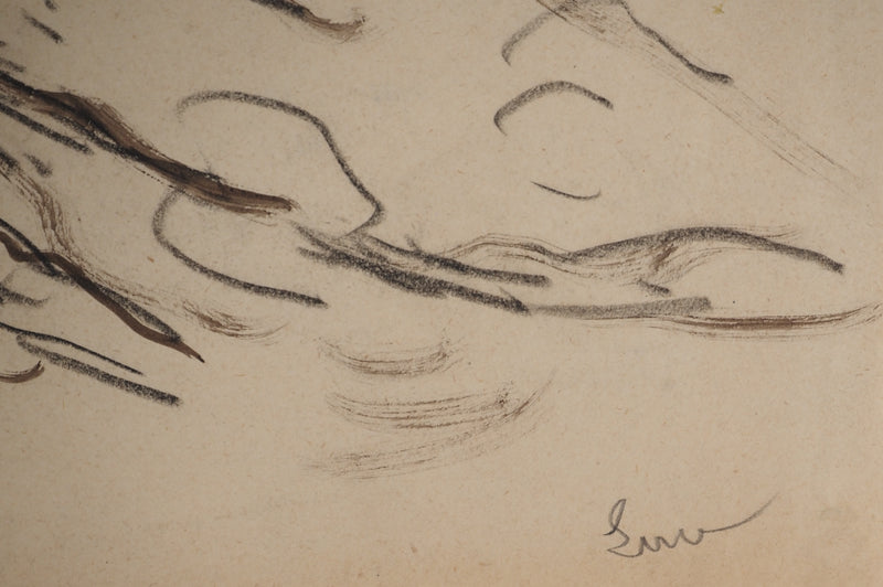 Maximilien LUCE : Paysage avec arbre aux branches tordues, Dessin original (photo de détail 2) - Crédit photo : Galerie Art.Paris