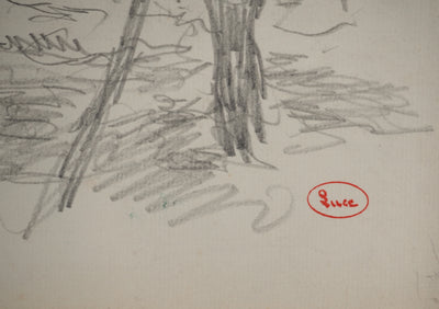 Maximilien LUCE : Paysage champêtre, Dessin original (photo de détail 2) - Crédit photo : Galerie Art.Paris