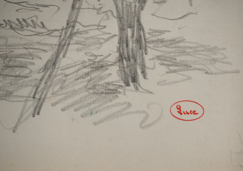 Maximilien LUCE : Paysage champêtre, Dessin original (photo de détail 2) - Crédit photo : Galerie Art.Paris