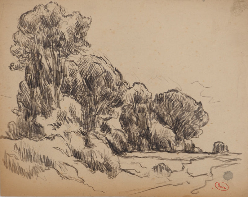 Maximilien LUCE : La plaine, Dessin original (vue générale) - Crédit photo : Galerie Art.Paris