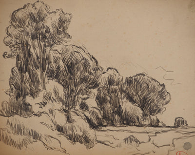 Maximilien LUCE : La plaine, Dessin original (photo de détail 3) - Crédit photo : Galerie Art.Paris