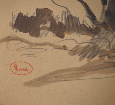Maximilien LUCE : Les arbres dénudés, Dessin original (photo de détail 2) - Crédit photo : Galerie Art.Paris