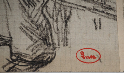 Maximilien LUCE : Le prolétaire , Dessin original (photo de détail 2) - Crédit photo : Galerie Art.Paris