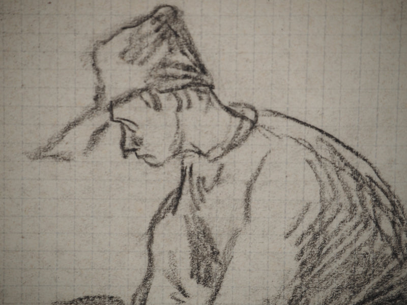 Maximilien LUCE : Le prolétaire , Dessin original (photo de détail 4) - Crédit photo : Galerie Art.Paris