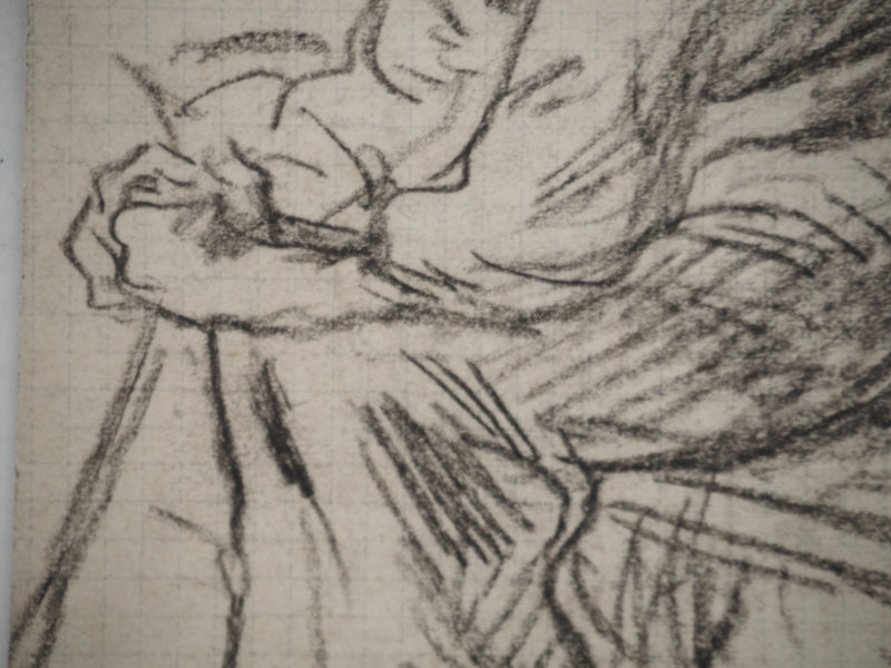 Maximilien LUCE : Le prolétaire , Dessin original (photo de détail 5) - Crédit photo : Galerie Art.Paris