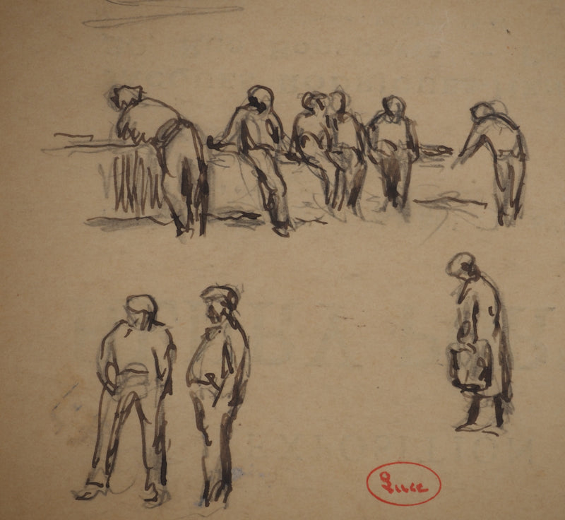 Maximilien LUCE : Balade sur le pont , Dessin original (vue générale) - Crédit photo : Galerie Art.Paris