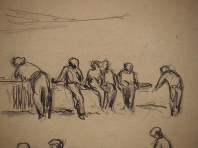 Maximilien LUCE : Balade sur le pont , Dessin original (photo de détail 4) - Crédit photo : Galerie Art.Paris
