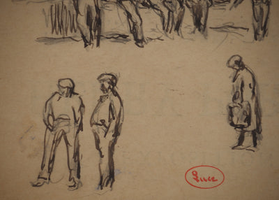 Maximilien LUCE : Balade sur le pont , Dessin original (photo de détail 5) - Crédit photo : Galerie Art.Paris