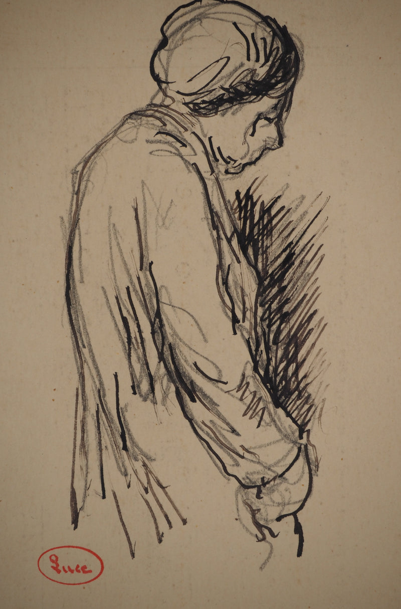 Maximilien LUCE : La vieille concierge, Dessin original (photo de détail 3) - Crédit photo : Galerie Art.Paris