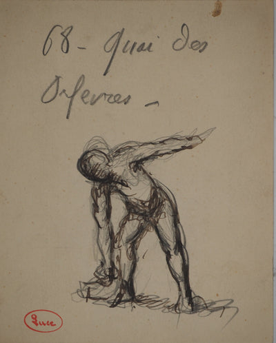 Maximilien LUCE : L'homme du quai des Orfèvres, Dessin original (vue générale) - Crédit photo : Galerie Art.Paris