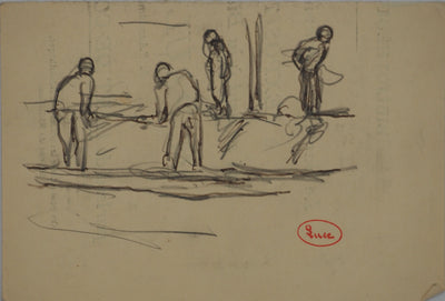 Maximilien LUCE : Les ébénistes, Dessin original (vue générale) - Crédit photo : Galerie Art.Paris