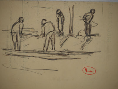 Maximilien LUCE : Les ébénistes, Dessin original (photo de détail 3) - Crédit photo : Galerie Art.Paris