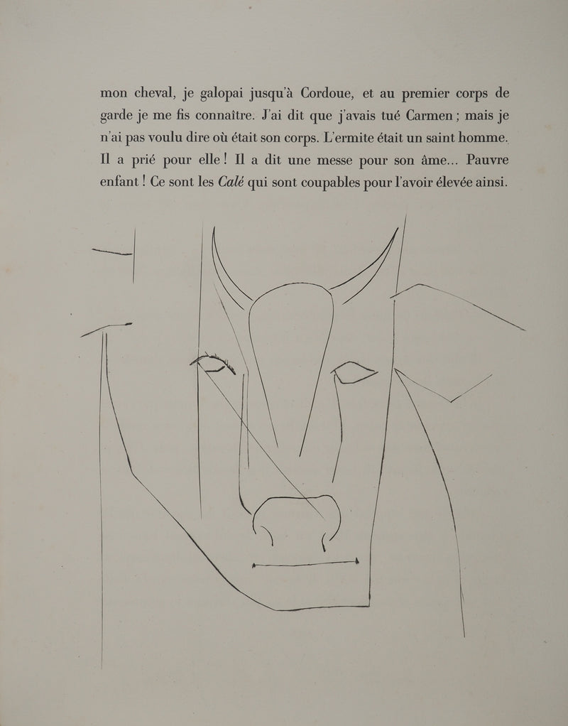 Pablo PICASSO : Carmen, les cornes du taurea, Gravure originale (vue générale) - Crédit photo : Galerie Art.Paris
