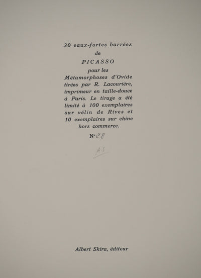Pablo PICASSO : Métamorphoses d'Ovide, Numa suit les cours de Pythagor, Gravure originale (photo de détail 2) - Crédit photo : Galerie Art.Paris