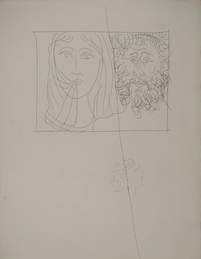 Pablo PICASSO : Métamorphoses d'Ovide, Tête d'un Homme et d'une Femme voilé, Gravure originale (vue générale) - Crédit photo : Galerie Art.Paris