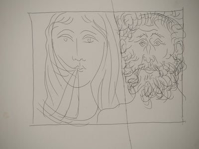 Pablo PICASSO : Métamorphoses d'Ovide, Tête d'un Homme et d'une Femme voilé, Gravure originale (photo de détail 4) - Crédit photo : Galerie Art.Paris