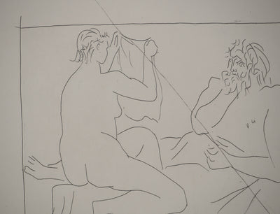 Pablo PICASSO : Métamorphoses d'Ovide, Homme et femme nue tenant un ling, Gravure originale (photo de détail 6) - Crédit photo : Galerie Art.Paris