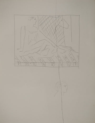 Pablo PICASSO : Métamorphoses d'Ovide, Femme assise et cheva, Gravure originale (vue générale) - Crédit photo : Galerie Art.Paris