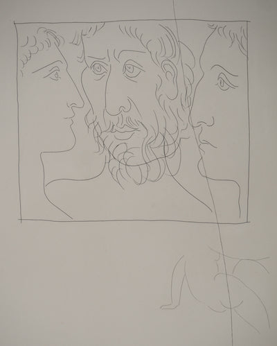 Pablo PICASSO : Métamorphoses d'Ovide, Trois têtes d'homme, Gravure originale (photo de détail 3) - Crédit photo : Galerie Art.Paris