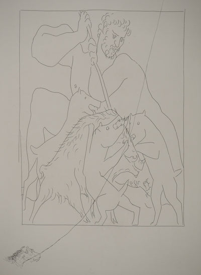 Pablo PICASSO : Métamorphoses d'Ovide, Méléagre tue le sanglier de Calydo, Gravure originale (photo de détail 3) - Crédit photo : Galerie Art.Paris