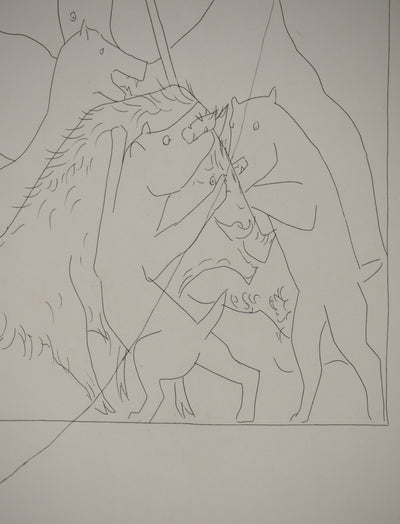 Pablo PICASSO : Métamorphoses d'Ovide, Méléagre tue le sanglier de Calydo, Gravure originale (photo de détail 5) - Crédit photo : Galerie Art.Paris