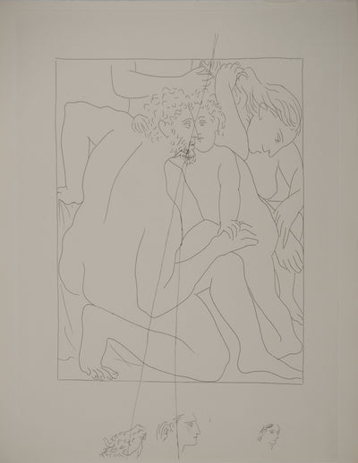 Pablo PICASSO : Métamorphoses d'Ovide, Deucalion et Pyrrha créent un nouveau genre humai, Gravure originale (vue générale) - Crédit photo : Galerie Art.Paris