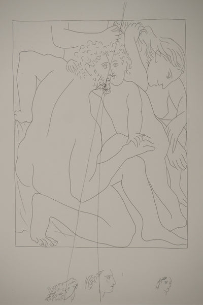 Pablo PICASSO : Métamorphoses d'Ovide, Deucalion et Pyrrha créent un nouveau genre humai, Gravure originale (photo de détail 3) - Crédit photo : Galerie Art.Paris
