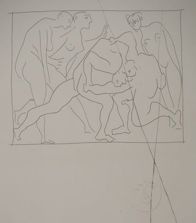 Pablo PICASSO : Métamorphoses d'Ovide, Deux lutteurs observés par trois femmes nue, Gravure originale (photo de détail 3) - Crédit photo : Galerie Art.Paris