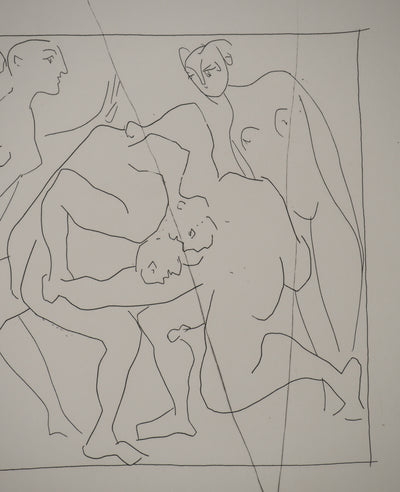 Pablo PICASSO : Métamorphoses d'Ovide, Deux lutteurs observés par trois femmes nue, Gravure originale (photo de détail 7) - Crédit photo : Galerie Art.Paris
