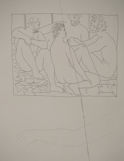 Pablo PICASSO : Métamorphoses d'Ovide, Quatre hommes nus assi, Gravure originale (photo de détail 3) - Crédit photo : Galerie Art.Paris