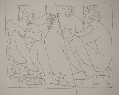 Pablo PICASSO : Métamorphoses d'Ovide, Quatre hommes nus assi, Gravure originale (photo de détail 4) - Crédit photo : Galerie Art.Paris