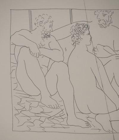 Pablo PICASSO : Métamorphoses d'Ovide, Quatre hommes nus assi, Gravure originale (photo de détail 5) - Crédit photo : Galerie Art.Paris