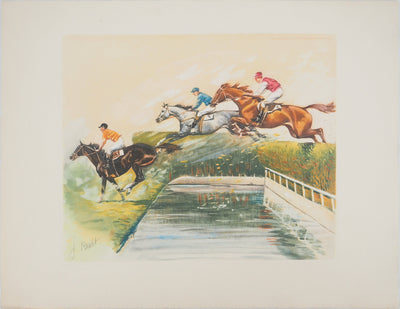 Jean-Marie RIVET : La course de chevaux, Gravure originale (vue générale) - Crédit photo : Galerie Art.Paris