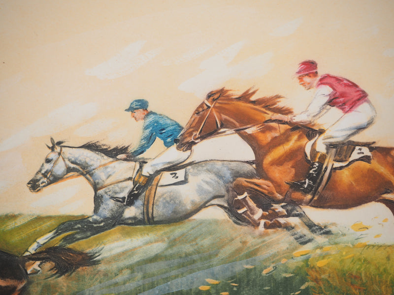 Jean-Marie RIVET : La course de chevaux, Gravure originale (photo de détail 4) - Crédit photo : Galerie Art.Paris