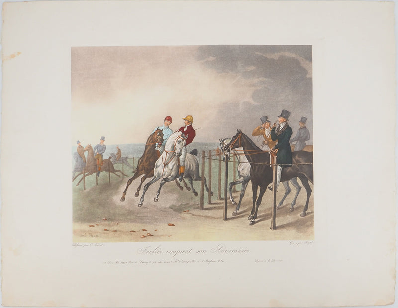 Charles-Antoine VERNET : Jockey coupant son adversaire, Gravure originale (vue générale) - Crédit photo : Galerie Art.Paris