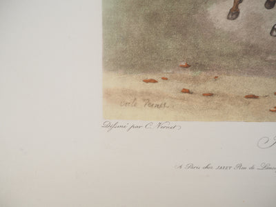 Charles-Antoine VERNET : Jockey coupant son adversaire, Gravure originale (photo de détail 2) - Crédit photo : Galerie Art.Paris