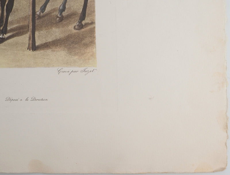 Charles-Antoine VERNET : Jockey coupant son adversaire, Gravure originale (photo de détail 6) - Crédit photo : Galerie Art.Paris