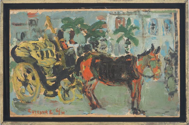 André COTTAVOZ : Le cabriolet, Tableau original (vue générale) - Crédit photo : Galerie Art.Paris
