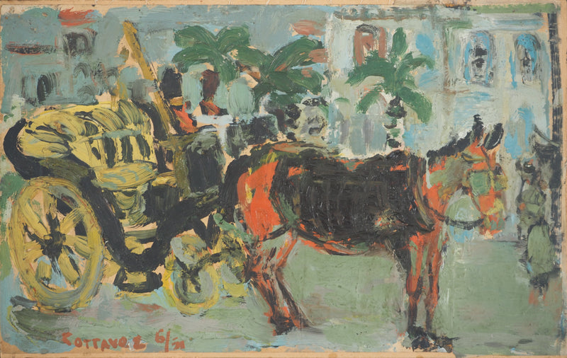 André COTTAVOZ : Le cabriolet, Tableau original (photo de détail 3) - Crédit photo : Galerie Art.Paris